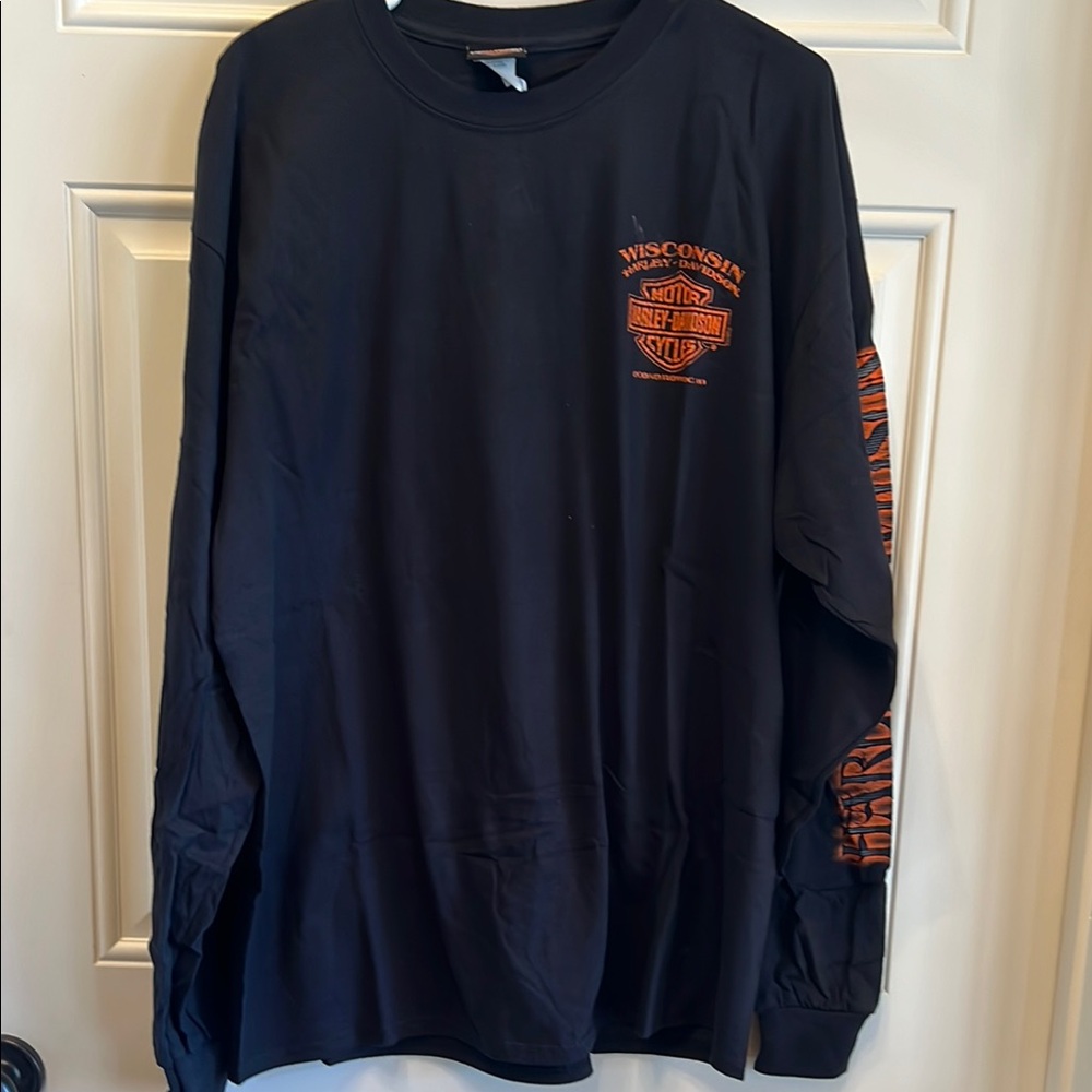Harley-Davidson Long Sleeve Black and Orange Tee